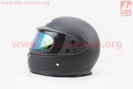 Шлем закрытый HF-101 M- ЧЕРНЫЙ матовый + стекло зеркальное+ воротник