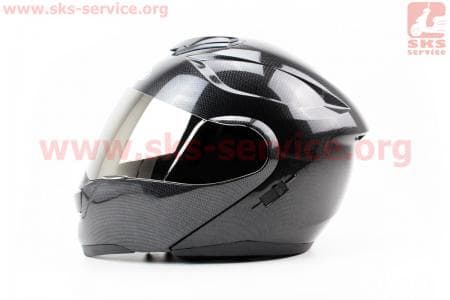 Шлем закрытый с откидным подбородком+очки HF-119 S- "КАРБОН"