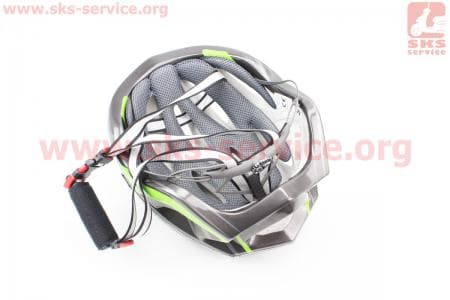 Шлем велосипедный M (55-61 см) съемный козырек, 16 вент. отверстия, системы регулировки по размеру Divider и Run System SRS, черно-зеленый SBH-5500