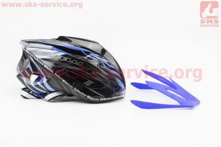Шлем велосипедный M (55-61 см) съемный козырек, 18 вент. отверстия, системы регулировки по размеру Divider и Run System SRS, черно-синий SBH-5900