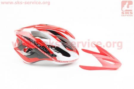 Шлем велосипедный L (59-65 см) съемный козырек, 16 вент. отверстия, системы регулировки по размеру Divider и Run System SRS, красно-белый SBH-5500
