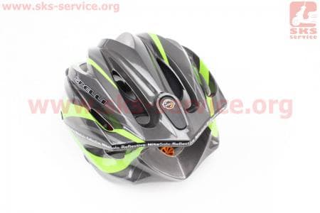 Шлем велосипедный L (59-65 см) съемный козырек, 10 вент. отверстия, системы регулировки по размеру Divider и Run System SRS, черно-зеленый SBH-4000