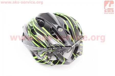 Шлем велосипедный L (59-65 см) съемный козырек, 18 вент. отверстия, системы регулировки по размеру Divider и Run System SRS, черно-зеленый SBH-5900