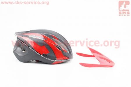 Шлем велосипедный L (59-65 см) съемный козырек, 10 вент. отверстия, системы регулировки по размеру Divider и Run System SRS, черно-красный SBH-4000