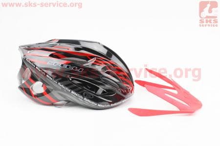 Шлем велосипедный L (59-65 см) съемный козырек, 18 вент. отверстия, системы регулировки по размеру Divider и Run System SRS, черно-красный SBH-5900