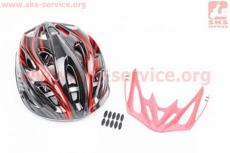 Шлем велосипедный L (59-65 см) съемный козырек, 18 вент. отверстия, системы регулировки по размеру Divider и Run System SRS, черно-красный SBH-5900
