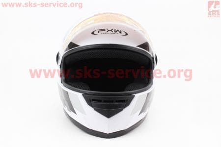 Шлем закрытый HF-111 M- БЕЛЫЙ с черным рисунком Q151-S
