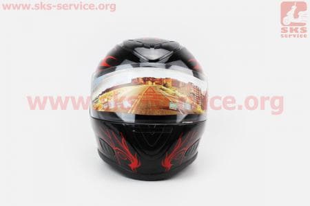 Шлем закрытый HF-160 S- ЧЕРНЫЙ глянец с красным рисунком Q32
