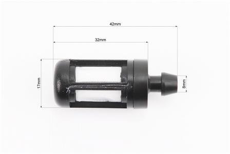 Фільтр паливний до китайських бензопил - елемент (сітка) d-8,0mm, D-18mm, L-42mm