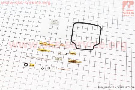 Ремонтный к-кт карбюратора 150сс, 14 деталей+поплавок на двигатель 125,150сс 4-Т (скутер)