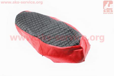 Чехол сиденья (эластичный, прочный материал) черный/красный, ЛЮКС для китайских скутеров Storm 50, 150, NEW (Viper)