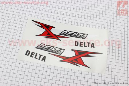Наклейка "DELTA" на бак лев, прав к-кт 2шт (25х6см) для мопеда Delta (Viper)