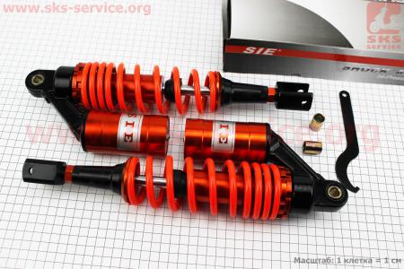 Амортизатор задний GY6/Honda - 320мм*d60мм (втулка 10;12мм / вилка 8мм) газовый регулир., оранжевый к-кт 2шт