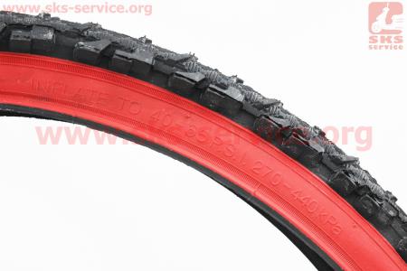 Шина 26"x2,125 (54-559) шипованная (красный борт) Н-531 для велосипедов
