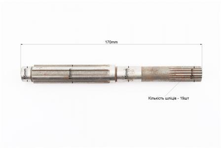 Вал первинний (шліц під шків – трикутні Z-19) Тип 2 (мотоблок з двигуном 168F та його аналоги)