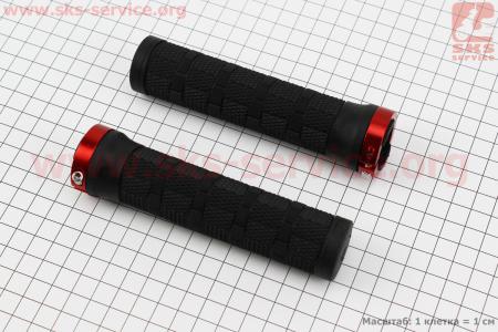 Ручки руля 130мм с зажимом Lock-On, черно-красные для велосипеда