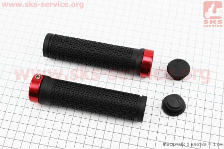 Ручки руля 130мм с зажимом Lock-On, черно-красные TPR-083 для велосипеда