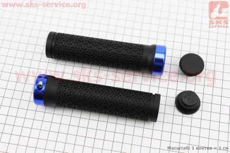 Ручки руля 130мм с зажимом Lock-On, черно-синие TPR-083 для велосипеда