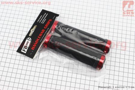 Ручки руля 130мм с зажимом Lock-On с двух сторон, черно-красные TPE-093 для велосипеда