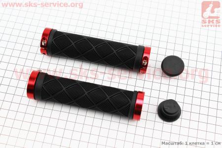 Ручки руля 130мм с зажимом Lock-On с двух сторон, черно-красные TPE-093 для велосипеда