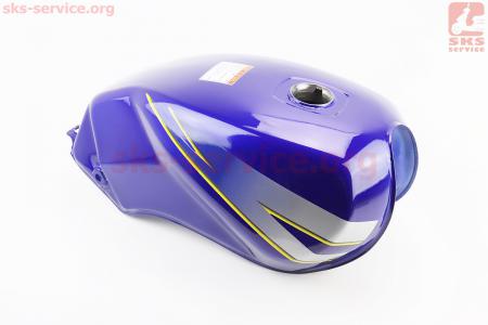 Бак топливный СИНИЙ (под прямоугольную крышку бака, под кран топл. на болты) для мотоцикла VIPER 125J - 150J