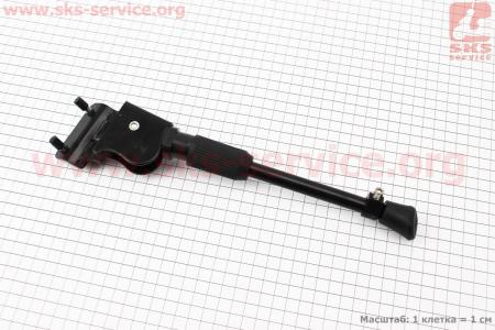 Подножка боковая задняя телескопическая для 24"- 29", крепление под 2 болта за перо рамы, чёрная HS-007C для велосипеда