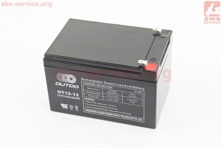Акумулятор кислотний 12V12Ah OT12-12 (розміри L151W98H96mm) призначений для використання в інверторних блоках живлення (ІБП), іграшках та інших пристроях.