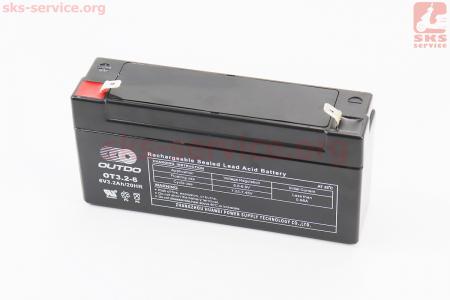 Акумулятор кислотний 6V3,2Ah OT3,2-6 (розміри L125W33H60mm) призначений для використання в інверторних блоках живлення (ІБП), іграшках та інших пристроях