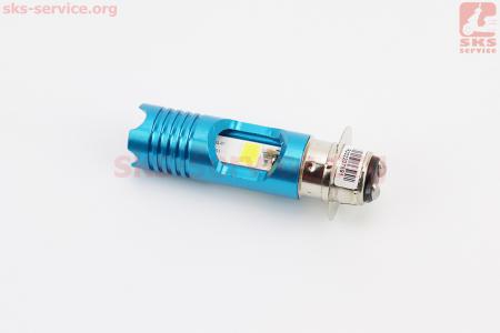 Лампа фари діодна P15D-25-1 - LED-2+1 з синім підсвічуванням (синя)