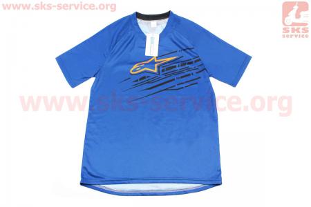 Футболка (Джерсі) чоловіча M-(Polyester 100%), короткі рукави, вільний крій, синьо-чорна, НЕ оригінал