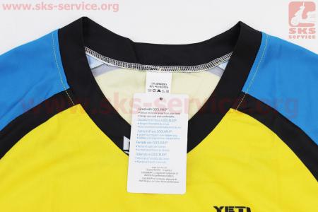 Футболка (Джерсі) чоловіча L-(Polyester 80% / Spandex 20%), короткі рукави, вільний крій, жовто-синьо-чорна, НЕ оригінал