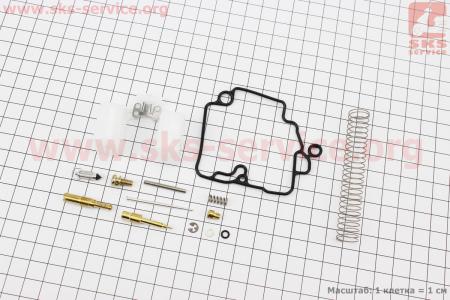 Ремонтный к-кт карбюратора 50-80сс, 13 деталей + поплавок  на двигатель 50-100сс 4-Т (скутер)