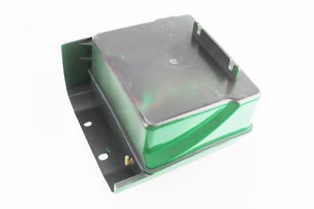 Бак паливний для двигунів R175A/R180NM, 230x210x140mm, пластик, під кран, старого зразка, виступна горловина, отвір під паливний шланг, з кришкою