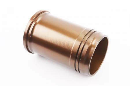 Гільза циліндра до двигунів R185N H-160mm, Dпоршня-85mm, Dвінця-105,7mm, Dверх.пояс-98,00mm, Dниж.пояс-98,00mm, жовта, з насічкою