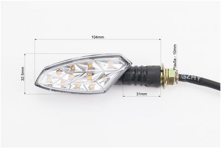 Повороти передні правий, лівий до мотоцикла Viper-Zongshen ZS200A-3, LED, різьба 10мм, 104x32мм