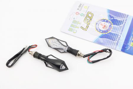 Поворотник LED стрілка до мотоцикла і скутера з габаритом, чорний, 2 шт CYT