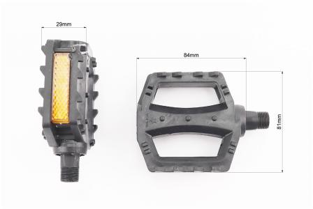 Педалі до велосипеда MTB 9/16" (80x80x25 мм) пластикові, чорні, без підшипників - PRC