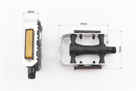 Педалі до гірського велосипеда MTB 9/16" (95x65x30 мм), пластико-алюмінієві, сріблясто-чорні PRC (без підшипників)
