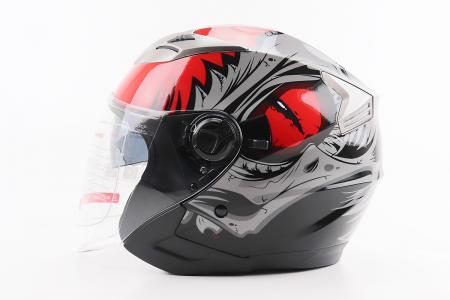 Шолом відкритий до мотоцикла BLD-708 S (55-56 см), чорний-червоний Raptor