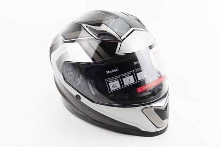 Шолом інтеграл до мотоцикла BLD-M62 M 57-58 см чорний/біло-сірий BLD