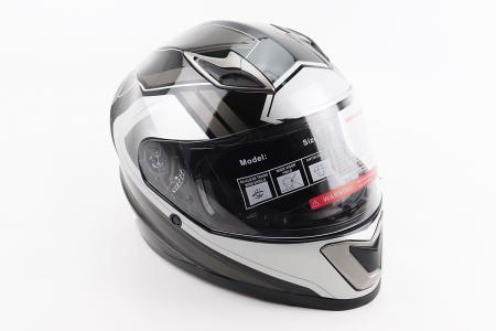 Шолом інтеграл до мотоцикла BLD-M62 S (55-56 см), чорний/біло-сірий, BLD