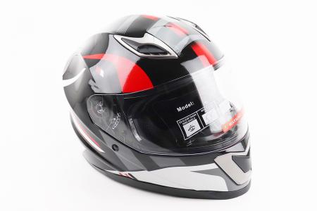 Шолом інтеграл до мотоцикла BLD-M62 M (57-58 см), чорний/біло-червоний BLD