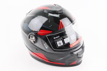 Шолом інтеграл до мотоцикла BLD-M65 L (59-60 см), чорний/червоно-сірий