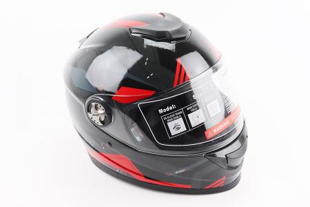 Шолом інтеграл до мотоцикла BLD-M65, розмір M (57-58 см), чорний/червоно-сірий BLD