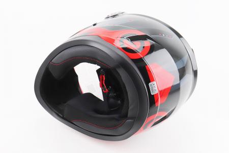 Шолом інтеграл до мотоцикла BLD-M65, розмір M (57-58 см), чорний/червоно-сірий BLD