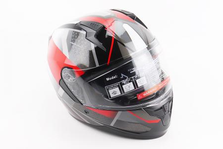 Шолом інтеграл до мотоцикла BLD-M67 L (59-60 см), чорний/червоно-сірий, BLD