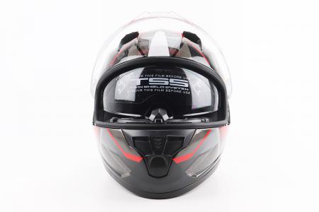 Шолом інтеграл до мотоцикла BLD-M67, розмір M (57-58 см), чорний/червоно-сірий, BLD