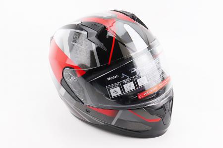 Шолом інтеграл до мотоцикла BLD-M67, розмір M (57-58 см), чорний/червоно-сірий, BLD