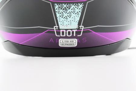 Шолом інтеграл до мотоцикла BLD-M67 L (59-60 см) BLD, чорний/фіолетово-бірюзовий, з відкидними окулярами, сертифікація DOT