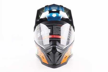 Шолом кросовий до мото/ATV BLD-819-7 M (57-58 см), чорний/жовто-синій, BLD
